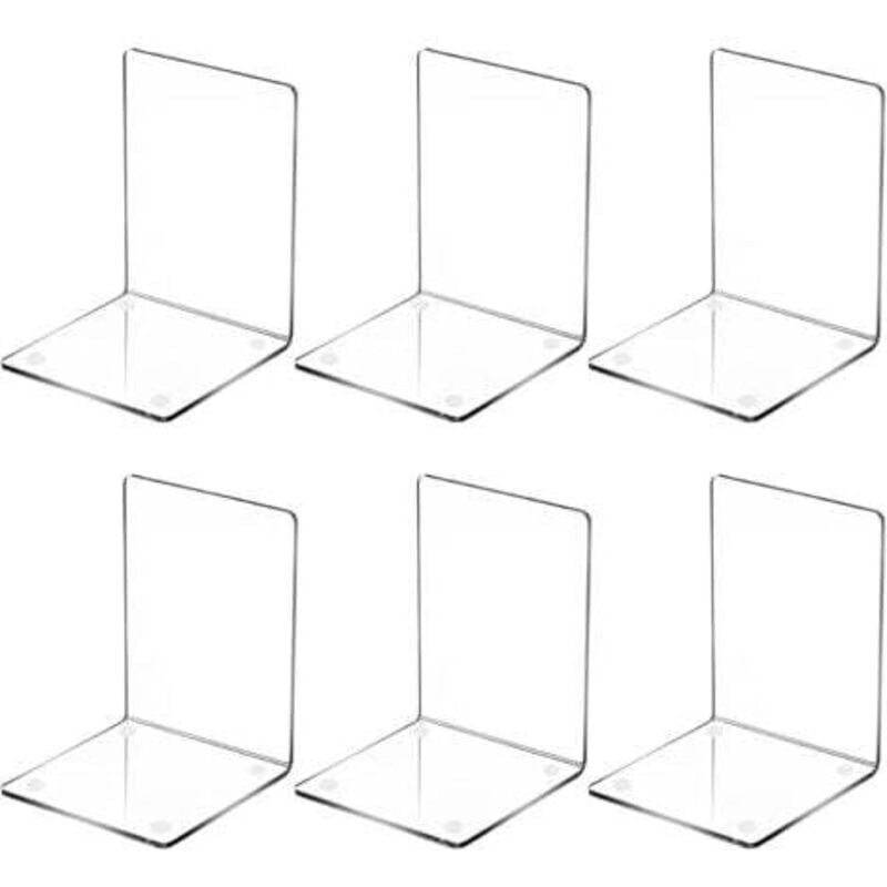 foto del prodotto 3 paia di fermalibri in acrilico, fermalibri per libri, fermalibri per libreria, con 6 tappetini antiscivolo per casa, ufficio, scuola, trasparenti,