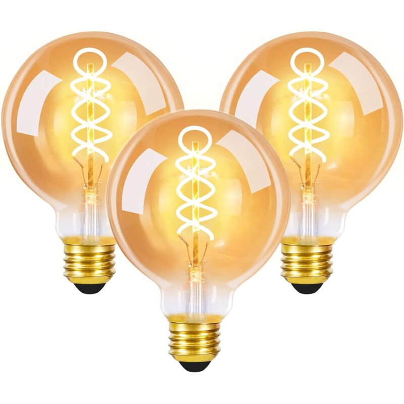 foto del prodotto 3 pcs ampoules led e27 lampe vintage g80, ampoule edison light bulb 2700k 4w, lampe incandescence au filament blanc chaud, ampoule r tro en verre