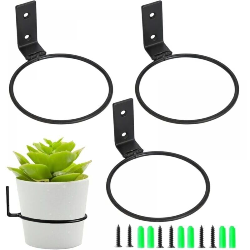 foto del prodotto 3 pezzi anello per vaso di fiori da 6 pollici a parete, in metallo, con viti, per interni, esterni, patio, balcone, giardino