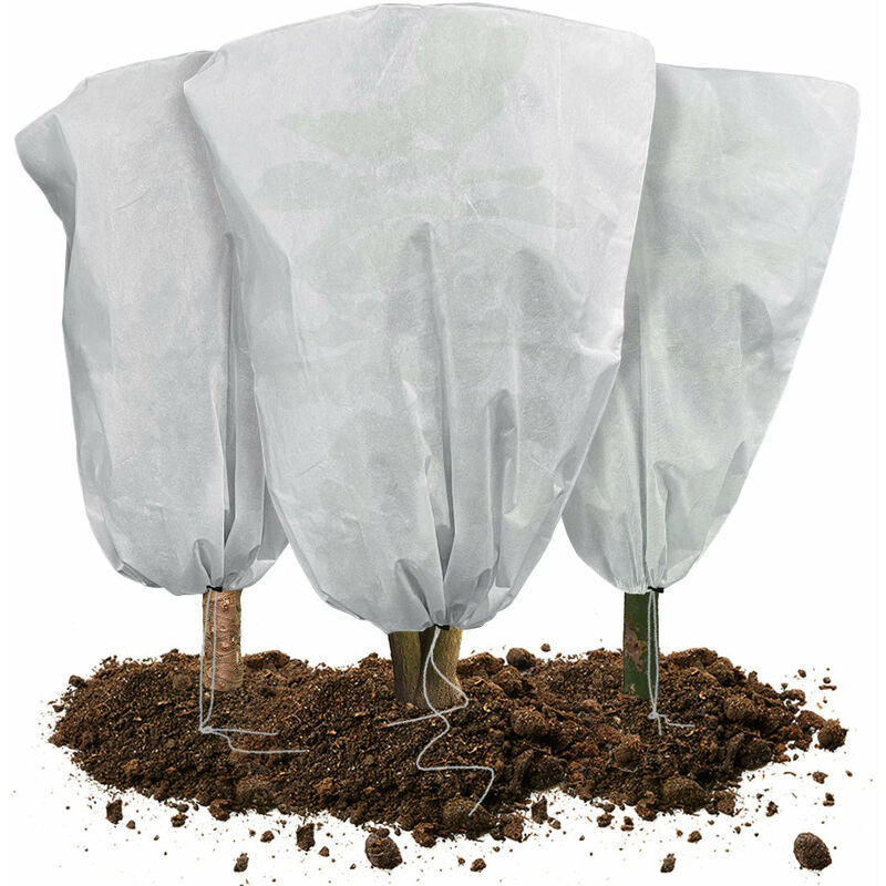 foto del prodotto 3 pezzi cappuccio protezione piante 80x100cm, copertura antigelo piante tnt 80g m con coulisse, bianco vounot