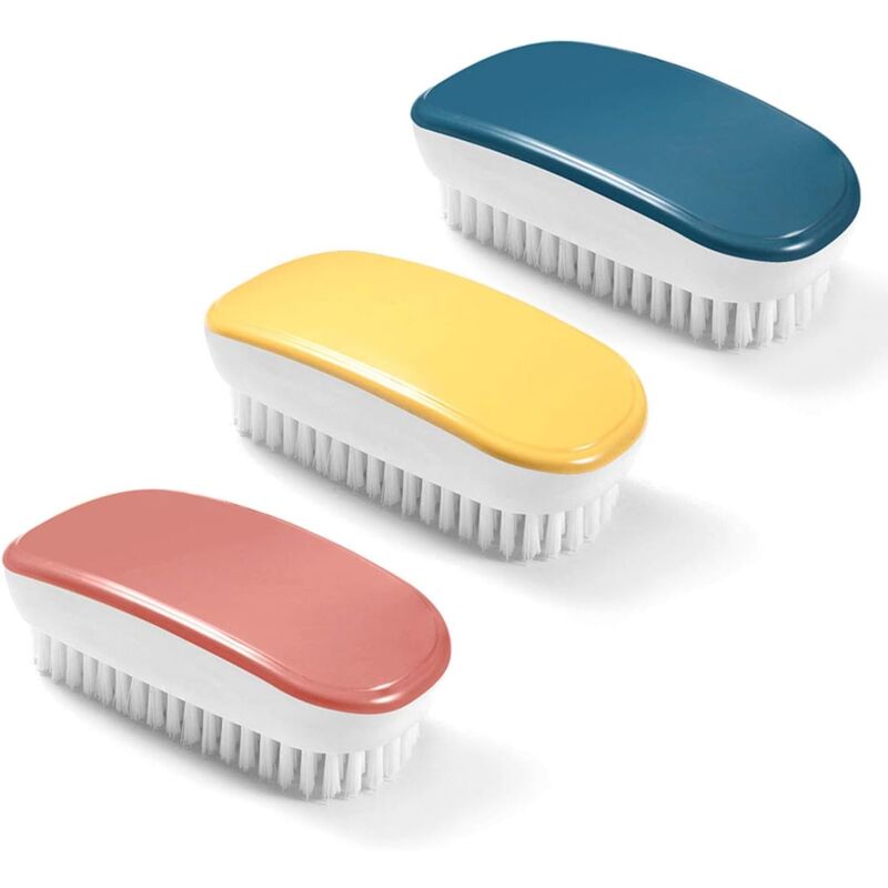 foto del prodotto 3 pezzi colorati portatili dettagli protezione spazzola di pulizia strumenti per vestiti scarpe tappeto cucina lavandino bagno vasca giallo, rosso,