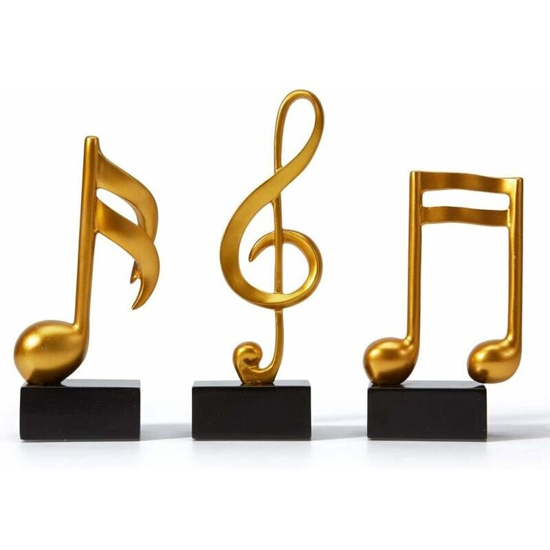 foto del prodotto 3 pezzi decorazione figurina nota musicale scultura statua moderna musica arte per natale pianoforte regalo di compleanno resina oro