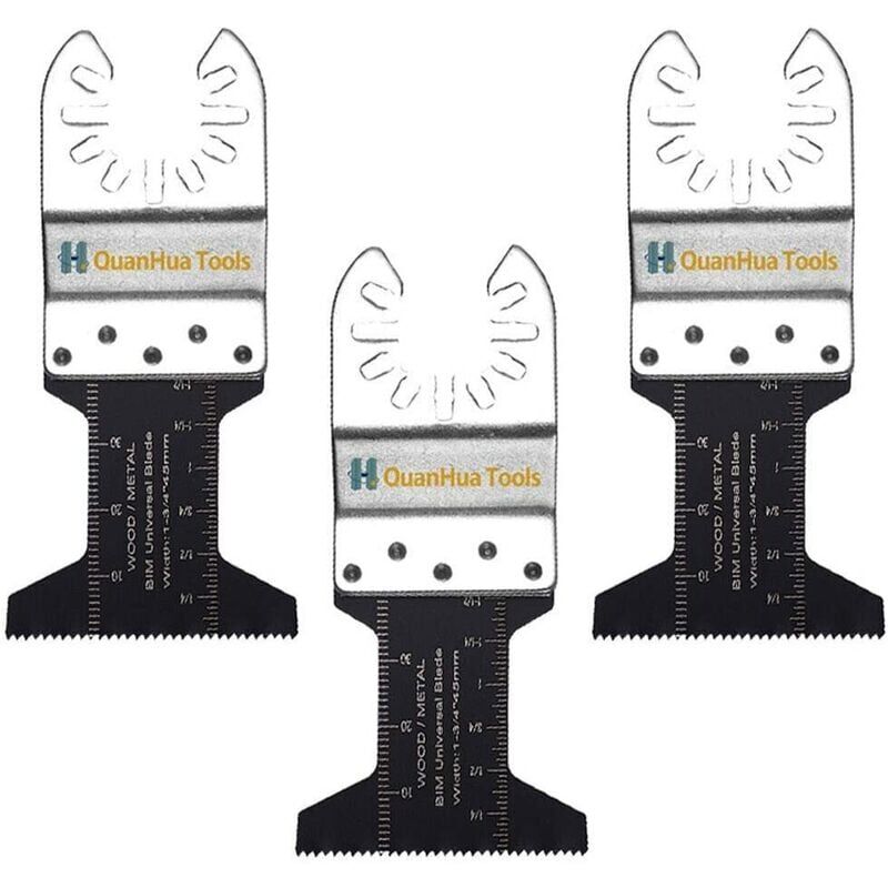 foto del prodotto 3 pezzi di accessori multi utensile bimetallici in titanio, taglio extra lungo e forte, taglio rapido per legno, metallo