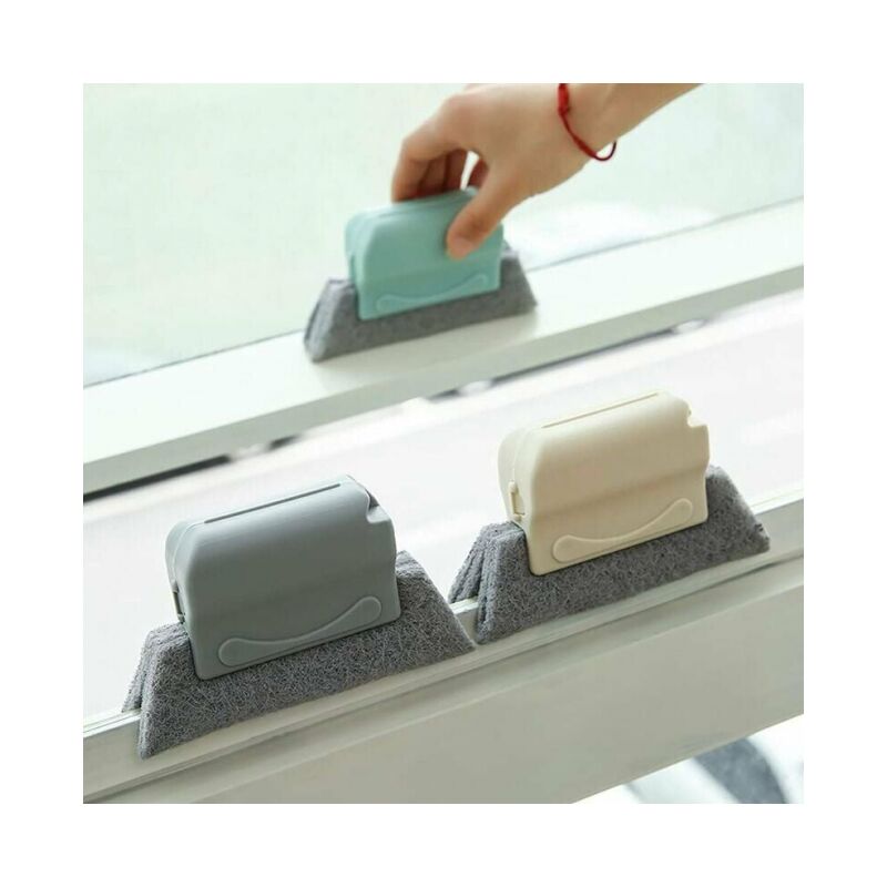 foto del prodotto 3 pezzi grigio, blu, beige spazzola per la pulizia delle scanalature, spazzola magica per la pulizia delle finestre, spazzola per la pulizia delle