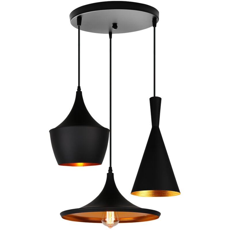 foto del prodotto 3 pezzi lampada a sospensione, vintage lampada da soffitto in metallo, insdustraile stile illuminazione con paralume per soggiorno sala da pranzo
