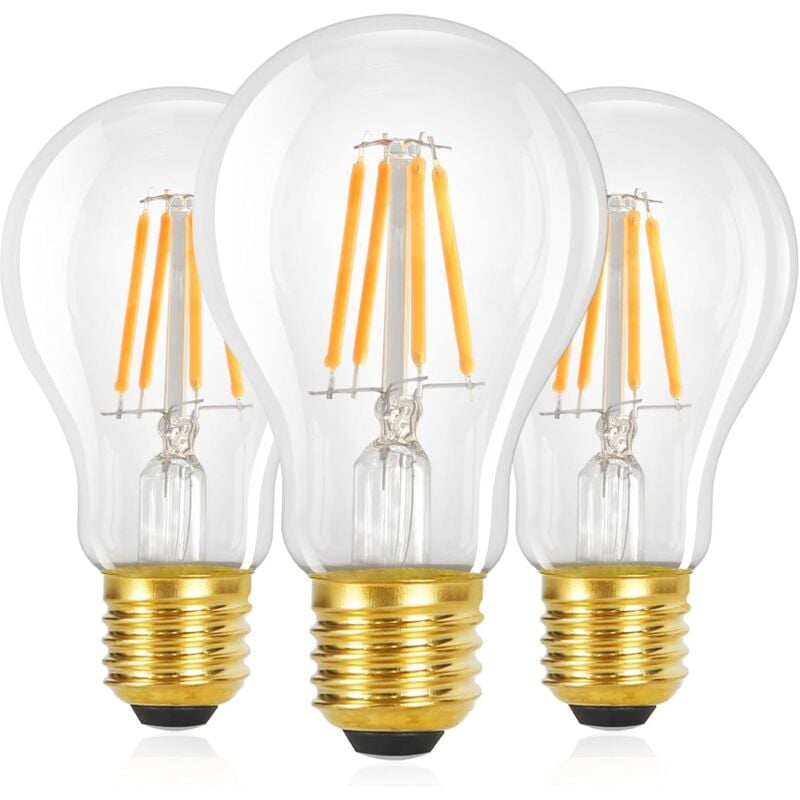 foto del prodotto 3 pezzi lampadine led e27 vintage edison a60 4w 2700k, luce calda, filamento retr , risparmio energetico per casa, bar e caff non dimmerabile