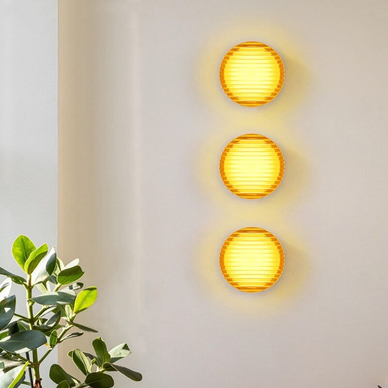 foto del prodotto 3 pezzi moderno lampada da parete led arancione applique da parete interno creativa lampada da muro 13.5cm luce bianca calda
