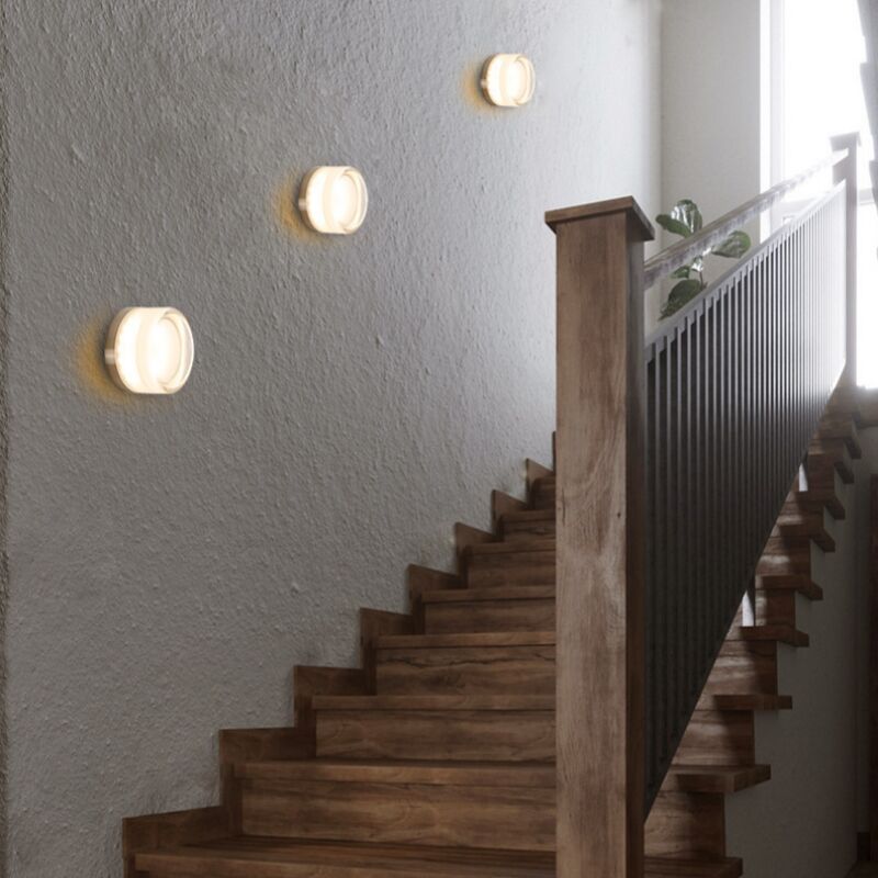 foto del prodotto 3 pezzi moderno lampada da parete led trasparente applique da parete interno lampada da muro a forma di fossetta 13.5cm luce bianca calda