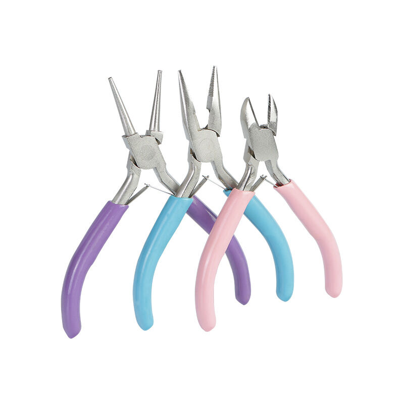 foto del prodotto 3 pezzi pinze per gioielli, kit di utensili pinze strumenti per la creazione di gioielli, pinze ad ago, pinze a becchi lunghi, pinze a becchi a