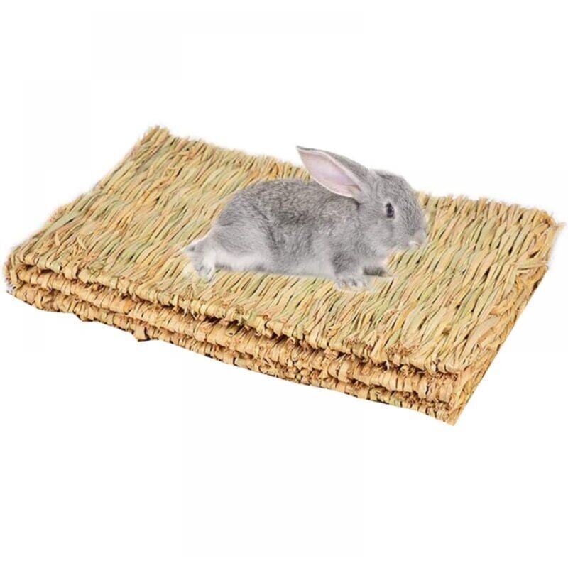 foto del prodotto 3 pezzi tappetino in erba intrecciata a mano per conigli, giocattoli naturali per piccoli animali per conigli, porcellini d india, criceti, cincill 