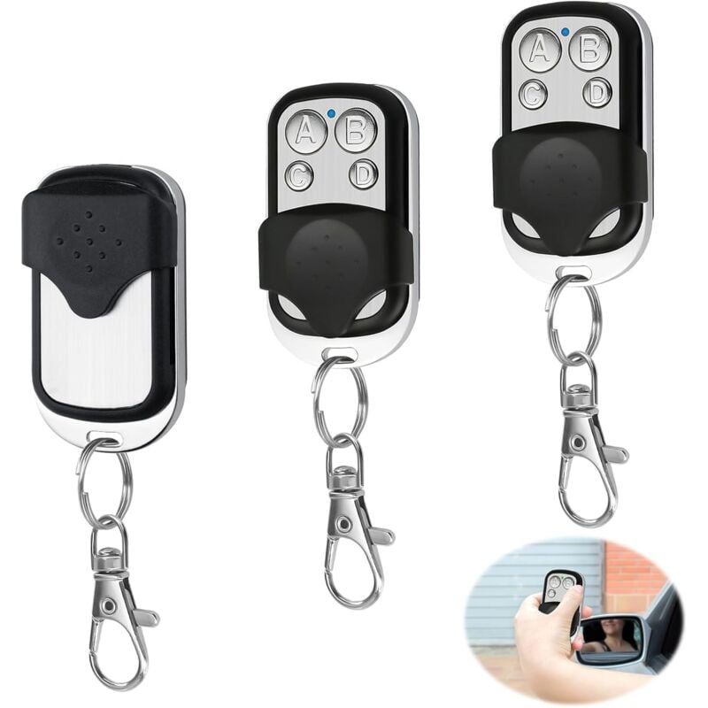 foto del prodotto 3 pezzi telecomando universale per cancello 433,92 mhz, telecomando wireless per porta da garage a 4 pulsanti, duplicatore per porta da garage,