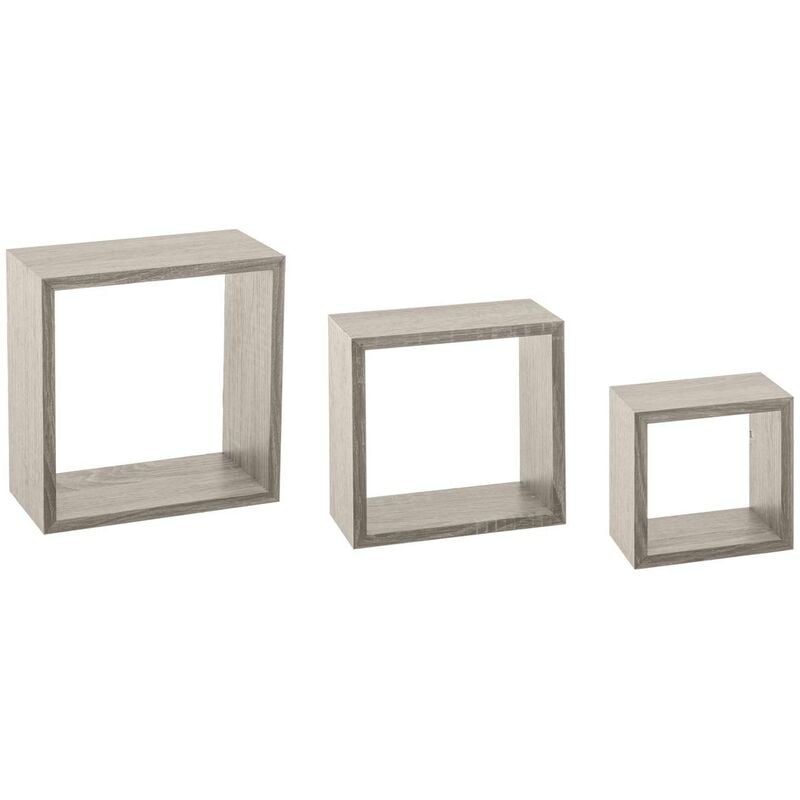 foto del prodotto 3 piccole mensole a muro fixy cubo effetto rovere grigio 5five