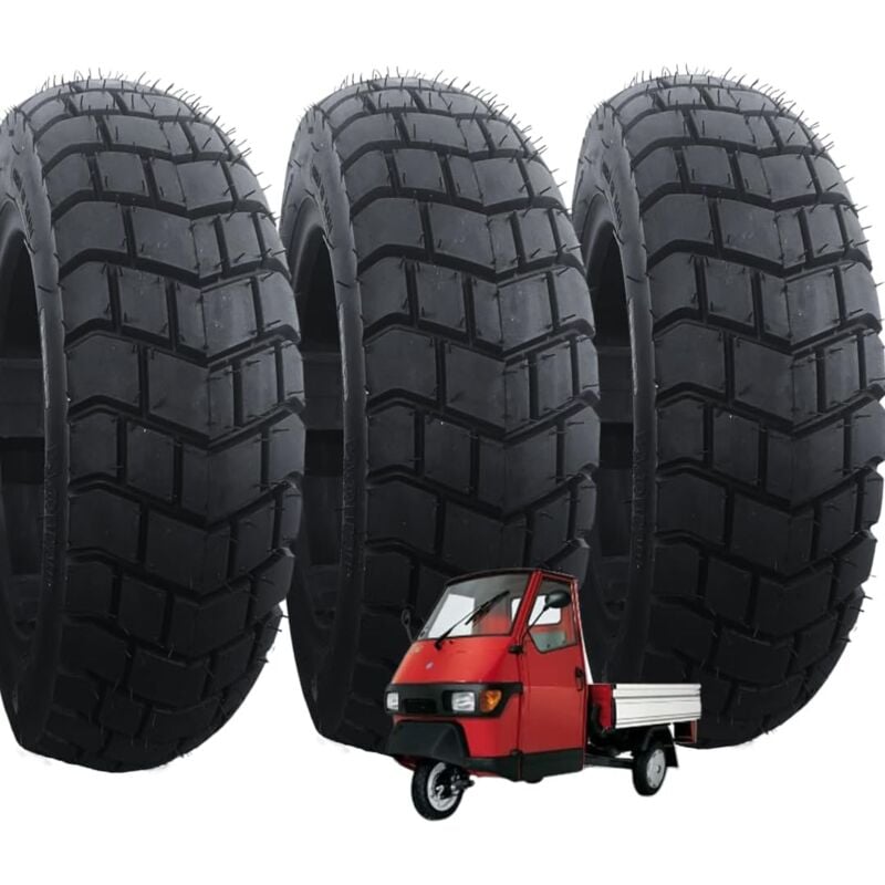 foto del prodotto 3 pneumatici 100 90 10 x piaggio ape 50 moto scooter tassellati 8pr gomme egf10tsd 61l copertoni tubeless
