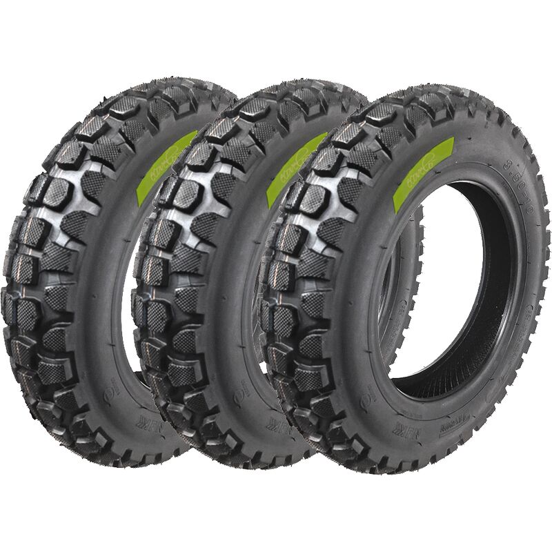 foto del prodotto 3 pneumatici 3.50 10 copertoni 6pr cross tassellati tubeless x ape piaggio vespa px 125 primavera 150 200