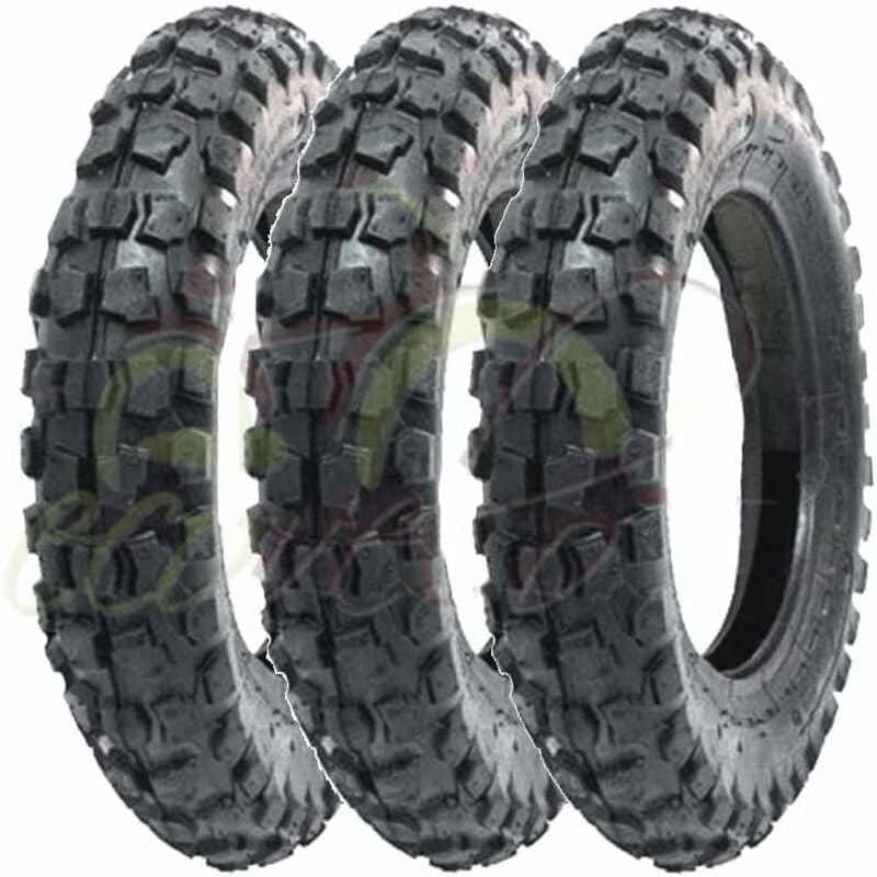 foto del prodotto 3 pneumatici cross 100 90 10 per piaggio ape 50 minicross mini moto scooter tassellati 6pr tt gomme copertoni union