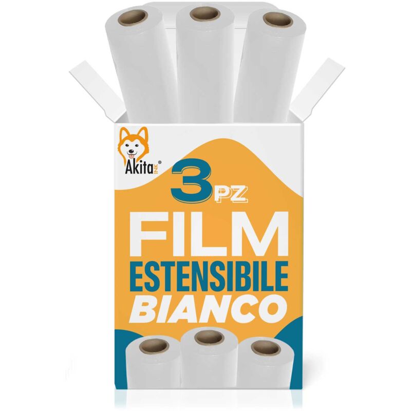 foto del prodotto 3 pz film estensibile multiuso per spedizioni e traslochi 3 kg bianco
