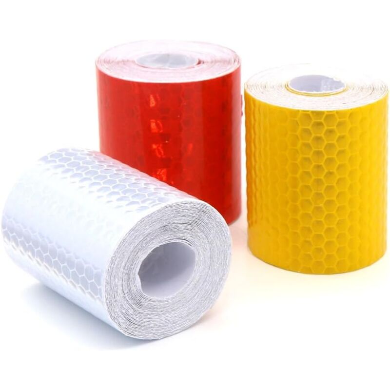 foto del prodotto 3 rotoli di nastro riflettente, nastro di sicurezza, nastro di avvertimento, nastro di marcatura di sicurezza, 5 cm x 3 m