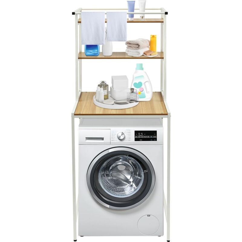 foto del prodotto 3 scaffali per lavatrice, lavatrice mensola, armadietto sopra il wc, salvaspazio, 69 x 60 x 176,5 cm bianco , risparmio di spazio, multifunzionale,