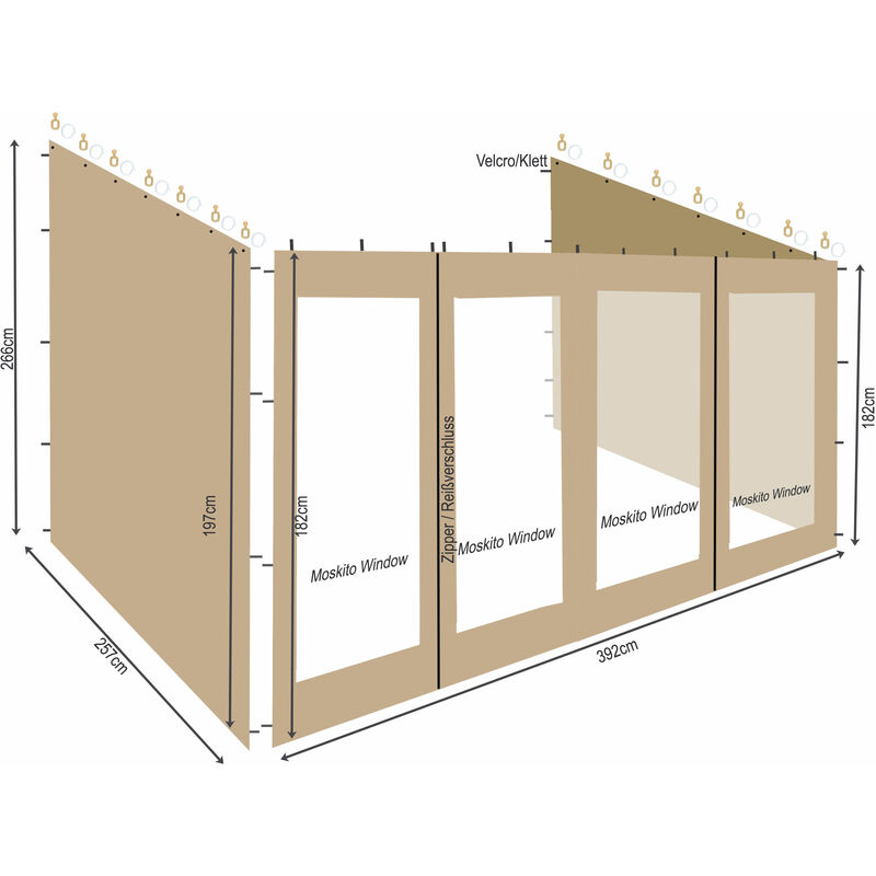 foto del prodotto 3 seitenteile zu rollpavillon 3x4m sand