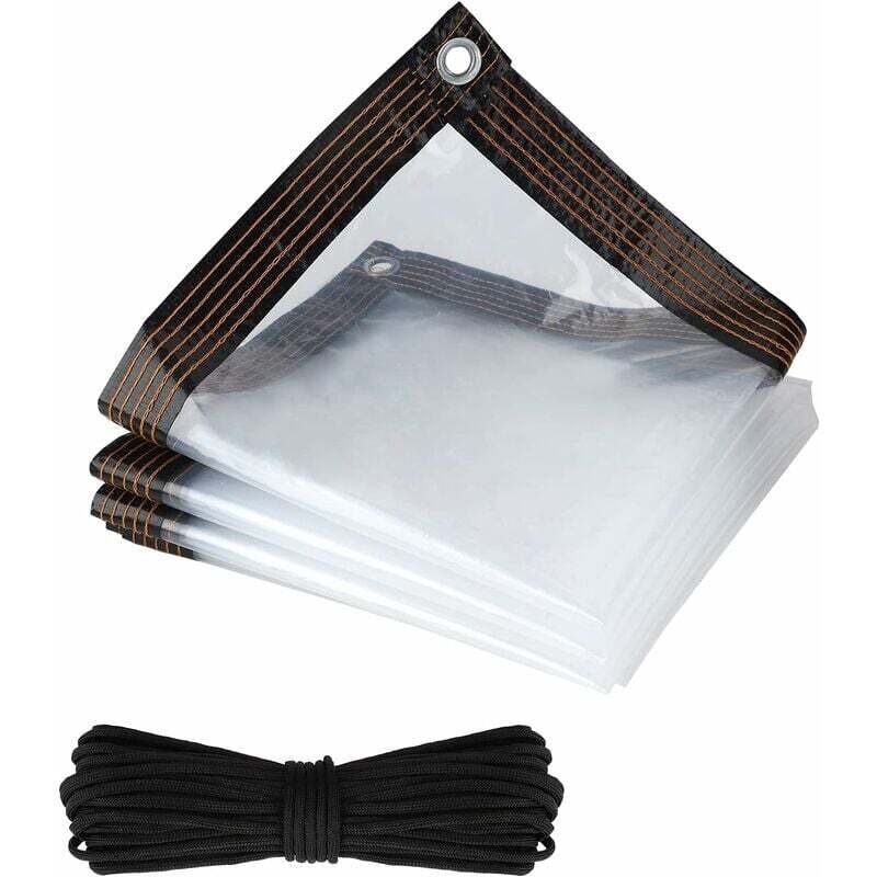 foto del prodotto 3 teloni per interni ed esterni, telone impermeabile con occhielli, impermeabile e lavabile, 1 cordino antipioggia nero, telo per giardino 2 m x 2 m