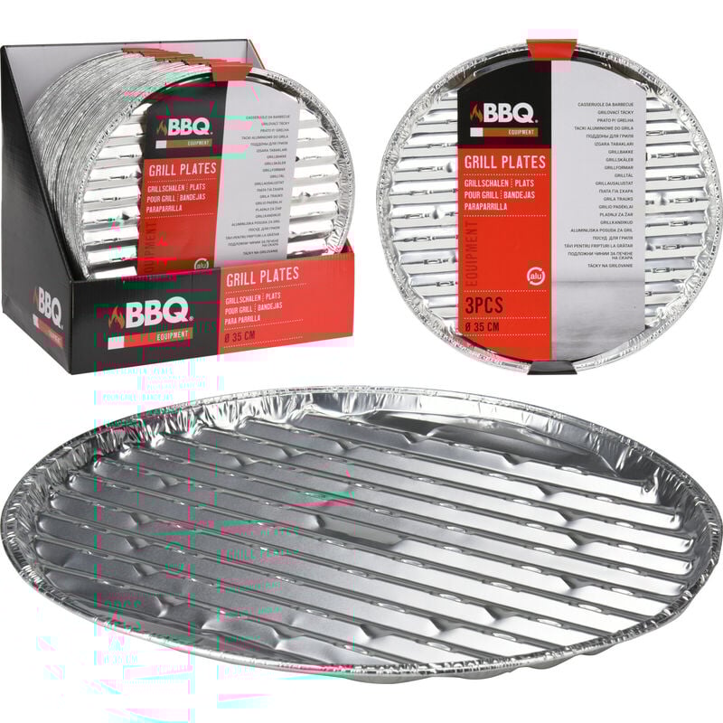 foto del prodotto 3 vassoi bbq grill in alluminio 35cm