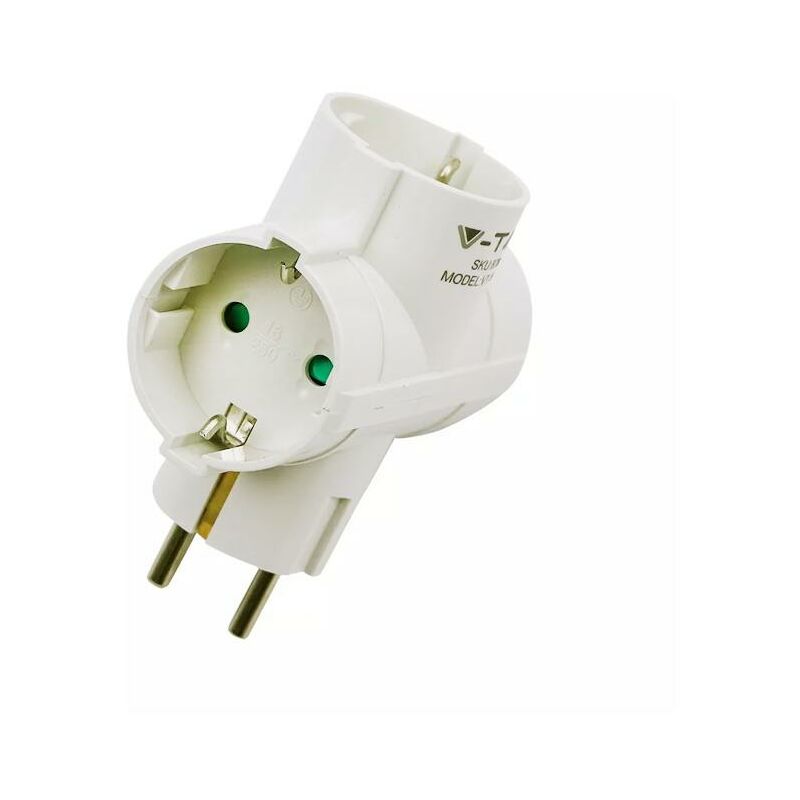 foto del prodotto 3 ways adapter with earthing contact 10 16a 250v white