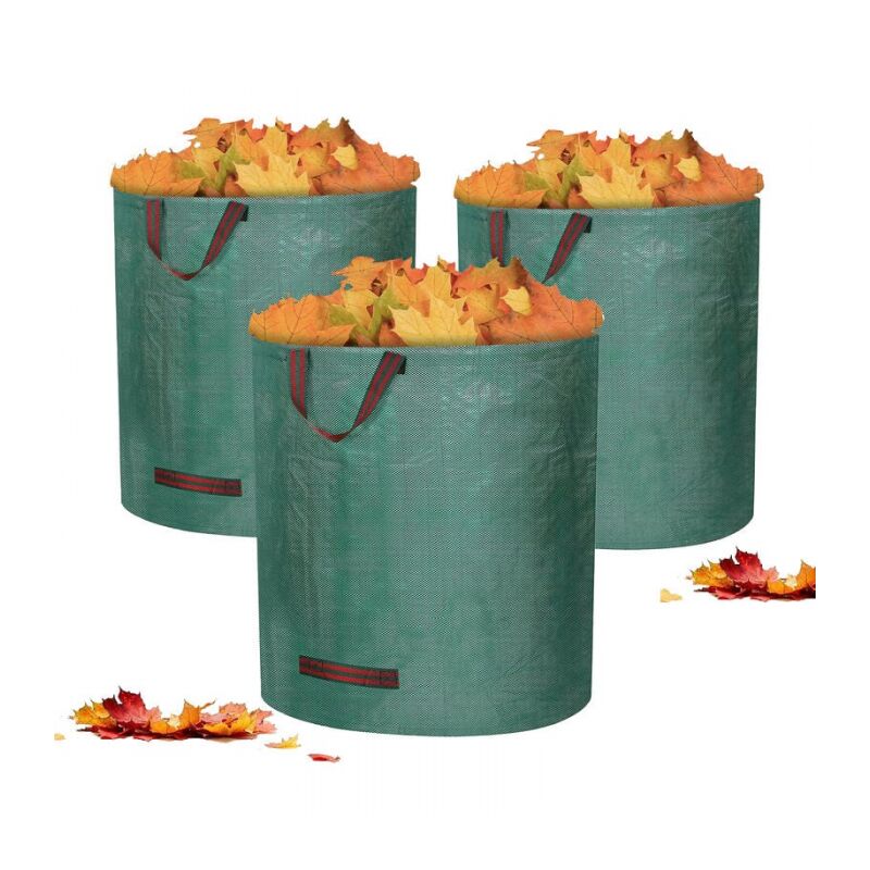 foto del prodotto 3 x 128l garden bag garden waste bag autoportante e pieghevole sacchi per rifiuti da giardino, fogliame, talee verdi riutilizzabili