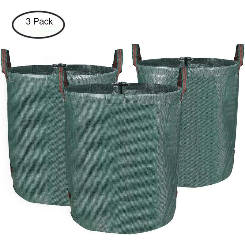 foto del prodotto 3 x 300l garden bag solid pe garden waste bag freestanding and collapsible garbage bags for garden waste green lawn foliage cutter reusable