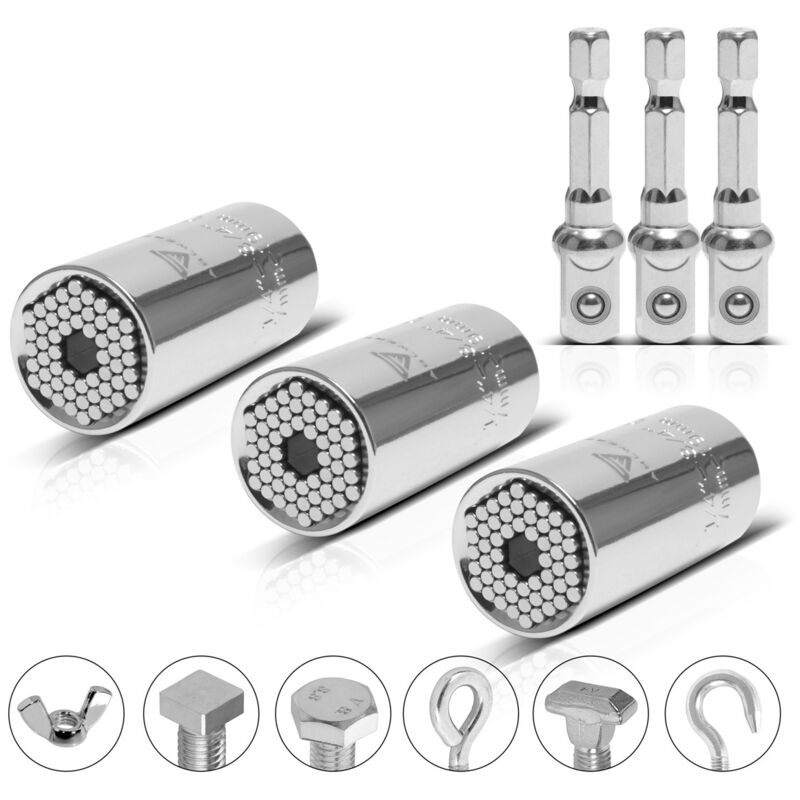 foto del prodotto 3 x chiave a bussola universale 7 19 mm presa multifunzionale per 3 8 stahlwerk