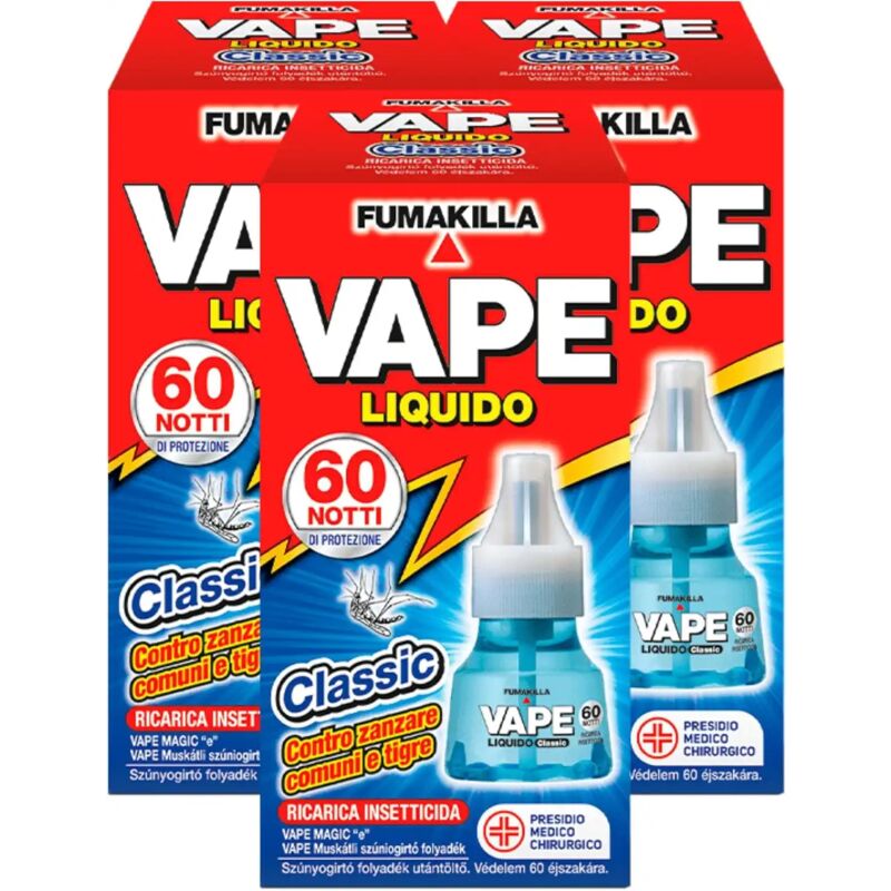foto del prodotto 3 x vape ricarica liquida 60 notti insetticida zanzare tigre mosche pmc