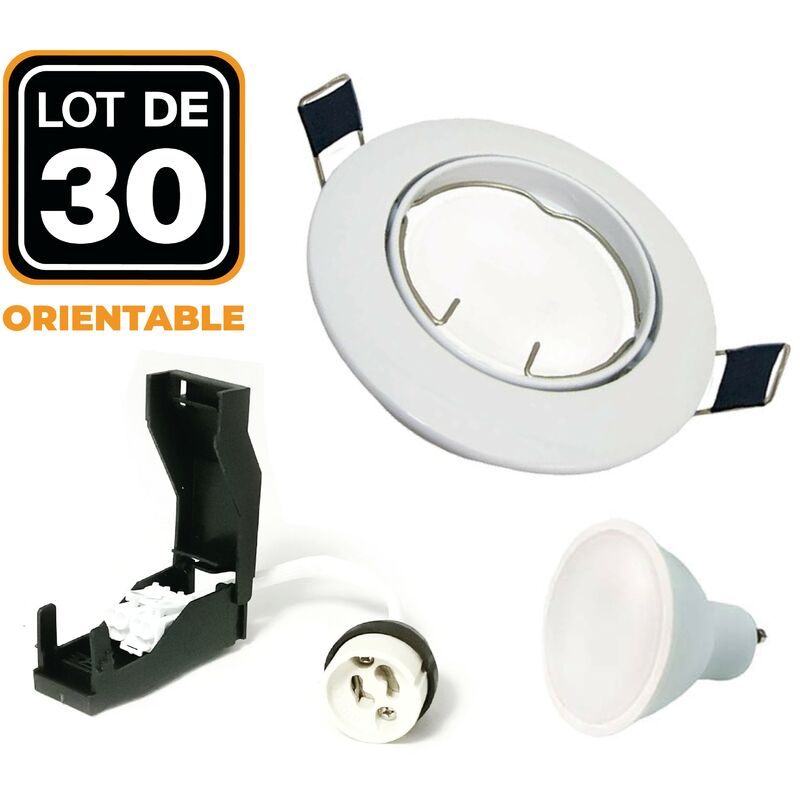 foto del prodotto 30 faretti da incasso orientabili bianchi con led gu10 7w eq. 56w bianco caldo 2700k