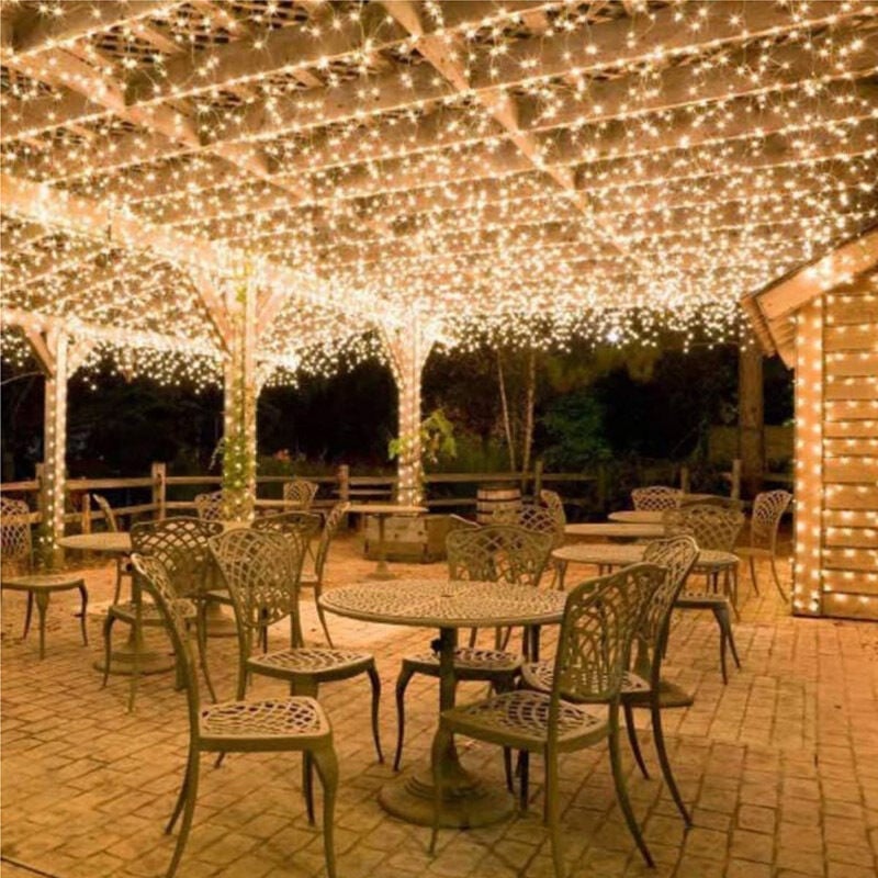 foto del prodotto 30 metri 300 luci a led fiaba carnevale matrimonio esterno giardino illuminazione interna bianco caldo plug in telecomando