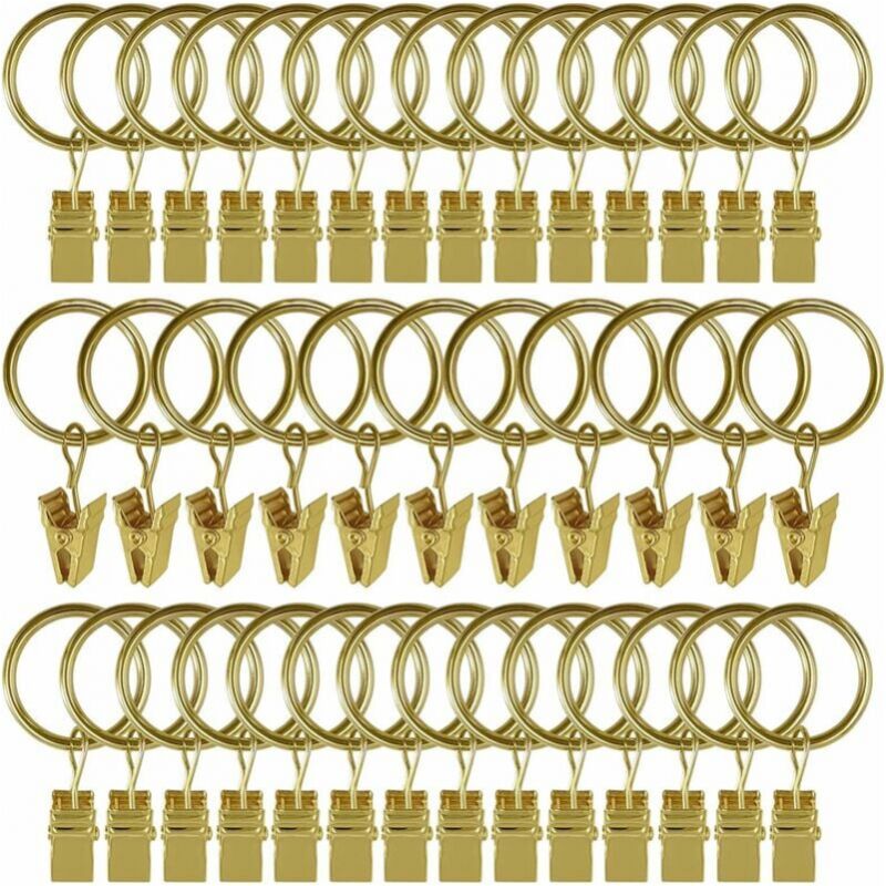 foto del prodotto 30 pezzi anelli per tende con clip, anelli per tende in acciaio inossidabile antiruggine, ganci per tende in metallo, anelli per aste per tende per