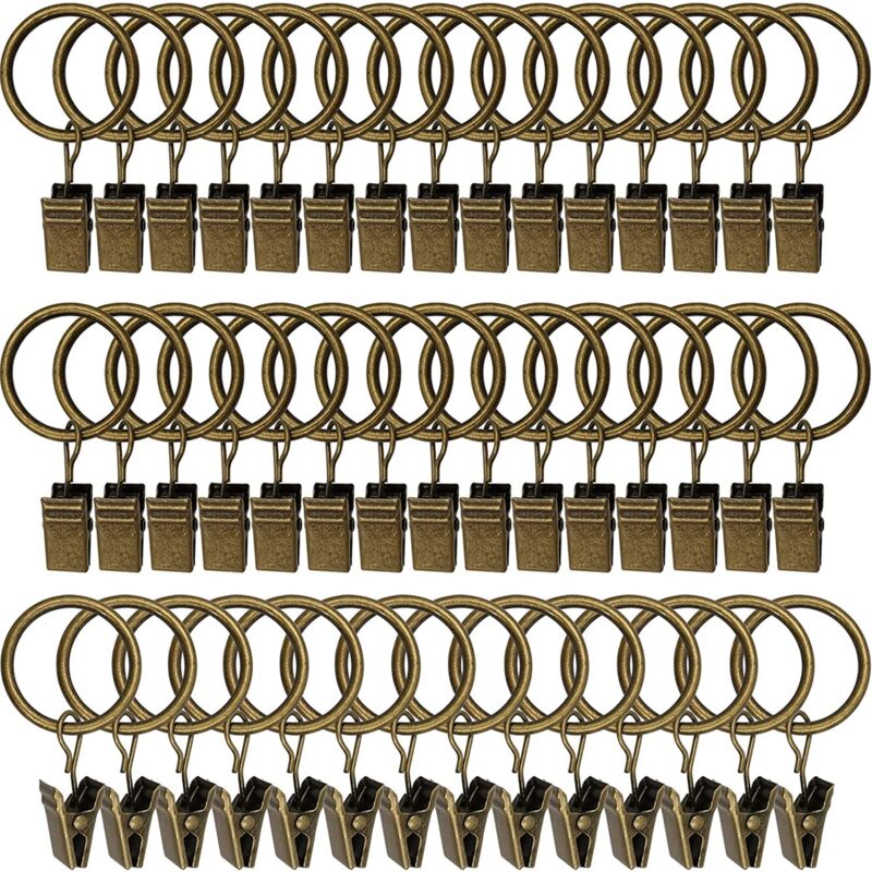 foto del prodotto 30 pezzi anelli per tende con clip, anelli per tende in acciaio inossidabile antiruggine, ganci per tende in metallo, anelli per aste per tende per