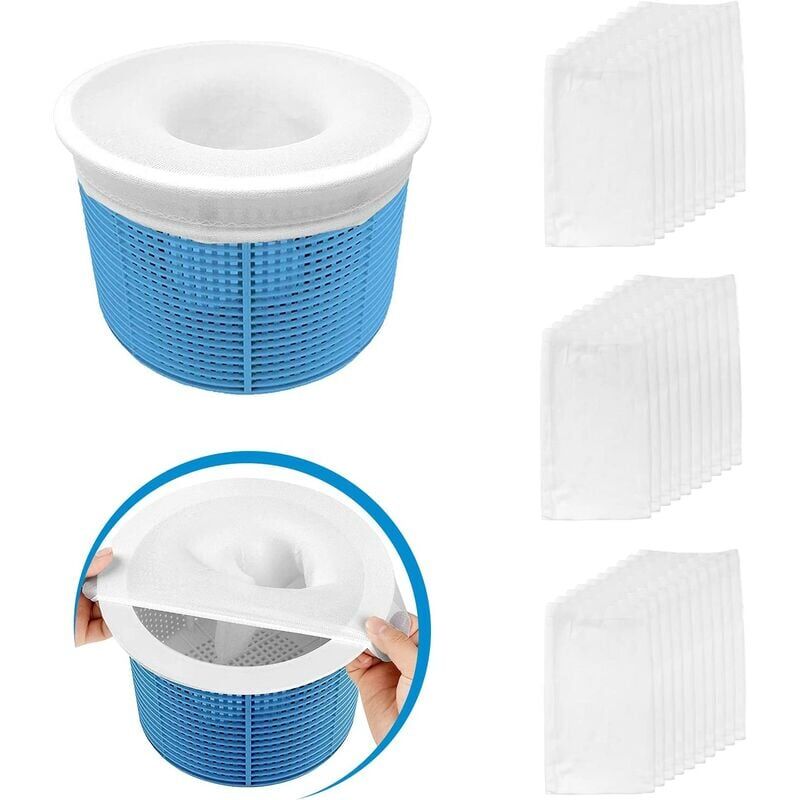 foto del prodotto 30 pezzi calzini per skimmer da piscina, perfetti calzini per skimmer da piscina per filtri salvaspazio per cestello skimmer, fodera per schermo a