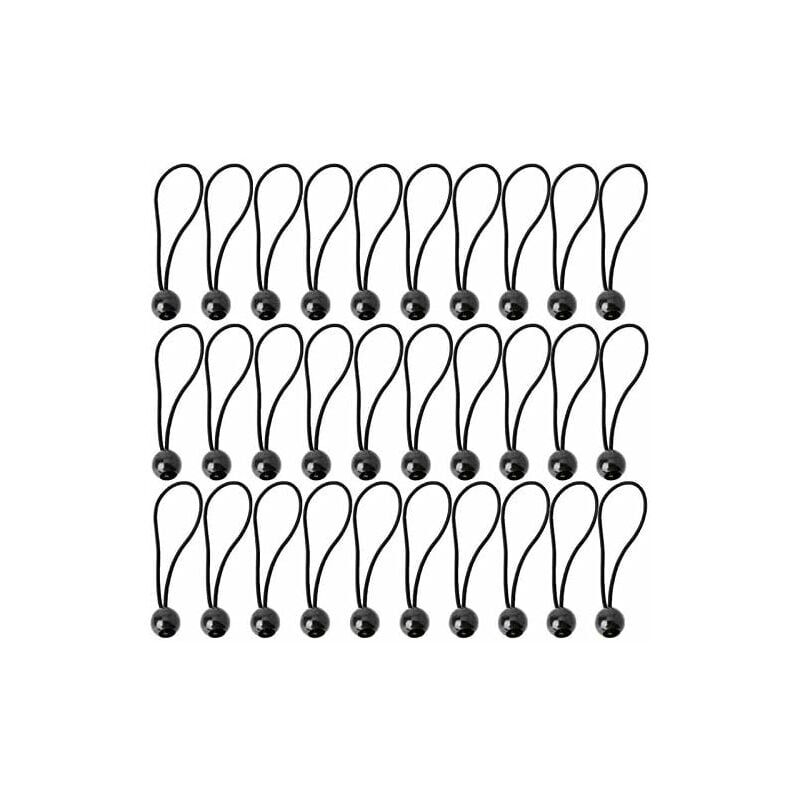 foto del prodotto 30 pezzi di corde elastiche, elastici con palline elastiche per tende, striscioni, bandiere, campeggio, gazebo nero 