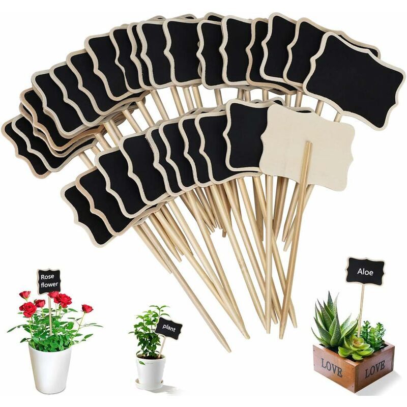 foto del prodotto 30 pezzi etichette da giardino a t in legno impermeabile per piante, etichette in ardesia per semi da giardino, alberi, erbe aromatiche, fiori
