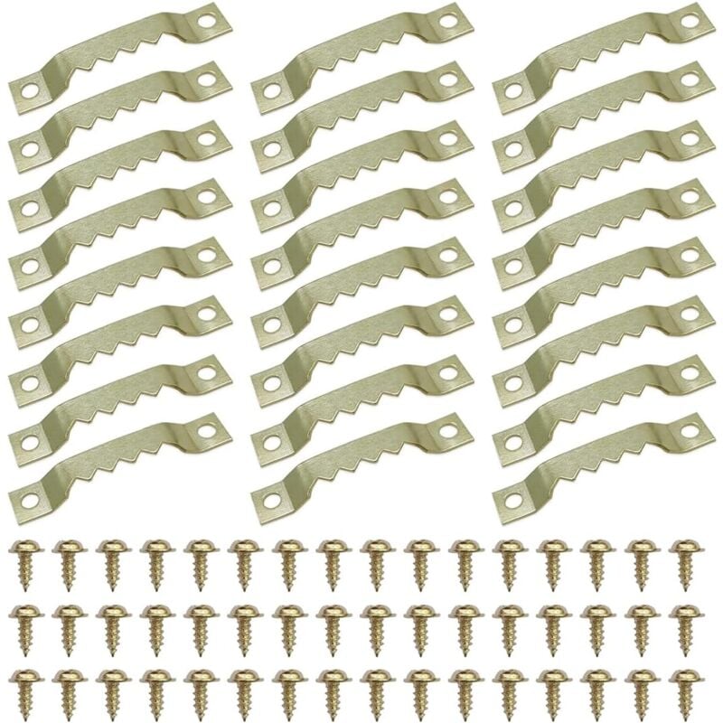 foto del prodotto 30 pezzi ganci per cornici da parete, ganci per cornici per foto, ganci per appendere a dente di sega, elementi di fissaggio per cornici, clip per
