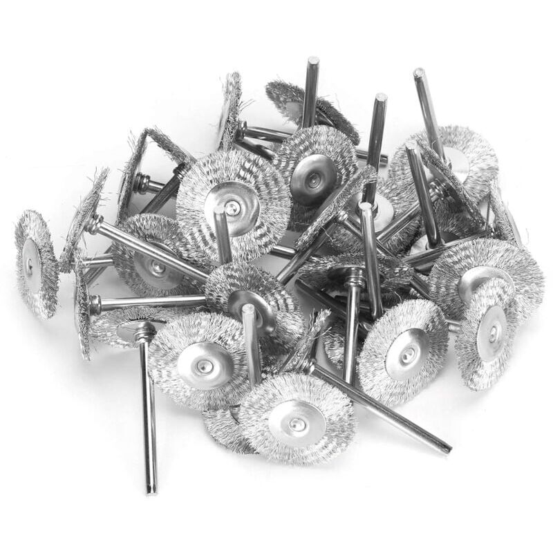 foto del prodotto 30 pezzi set di spazzole metalliche, spazzole metalliche in ottone e acciaio kit completo per utensili rotanti dremel filo in acciaio inossidabile 