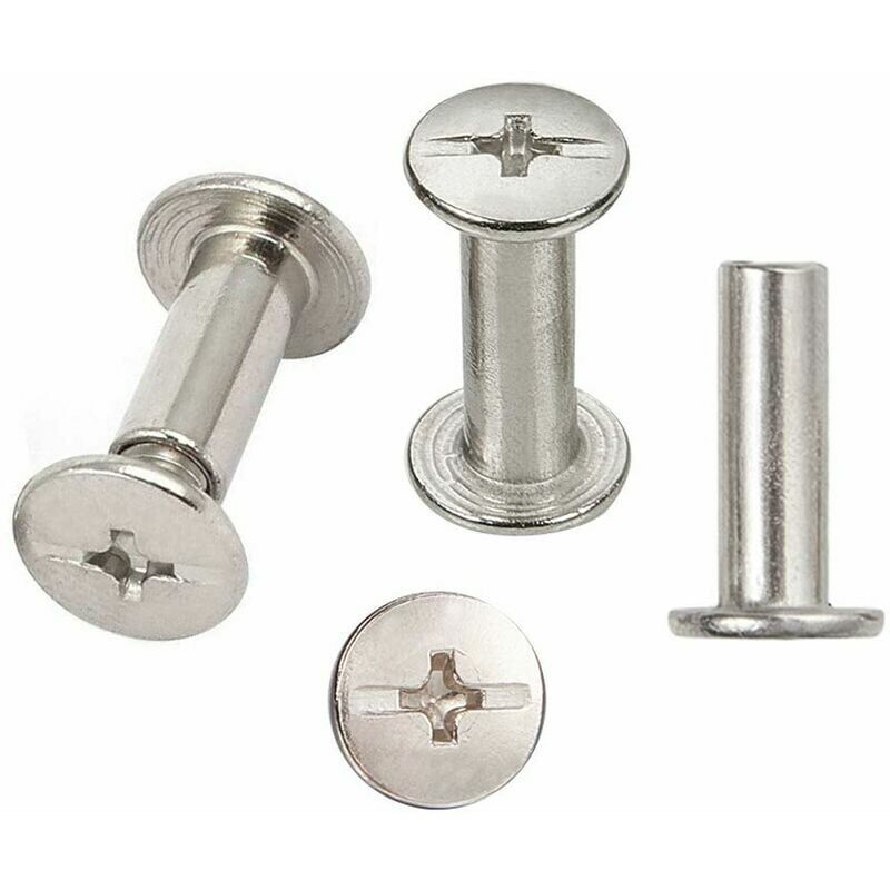 foto del prodotto 30 set di viti per libri, viti per libri nichelate 5 mm x 15 mm, color argento