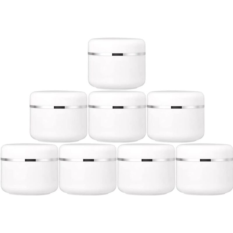 foto del prodotto 30 vasetti per cosmetici in plastica da 30 ml con coperchio a vite e rivestimento in polipropilene bianco e argento 443,6 cm sollbry