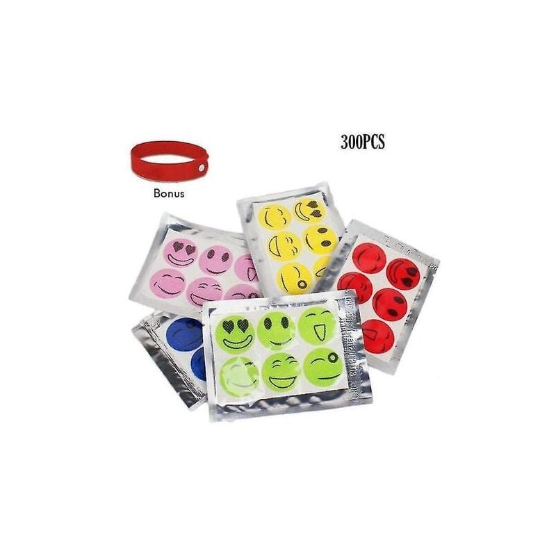 foto del prodotto 300 pezzi adesivi anti zanzare smiley anti insetti