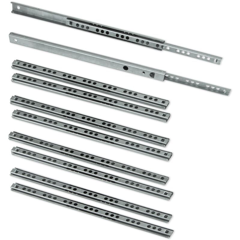 foto del prodotto 3009505 set di 5 paia 10 pz guide binari con cuscinetti a sfere ad estrazione parziale 17mm x 182mm per cassetto emuca