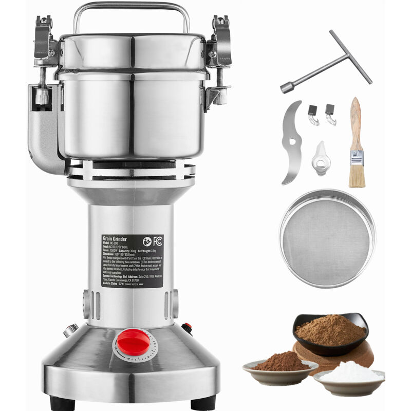 foto del prodotto 300g mulino elettrico per cereali, 1500w ad alta velocit , acciaio inossidabile, per cereali secchi, spezie, cereali, caff , mais, pepe, tipo dritto