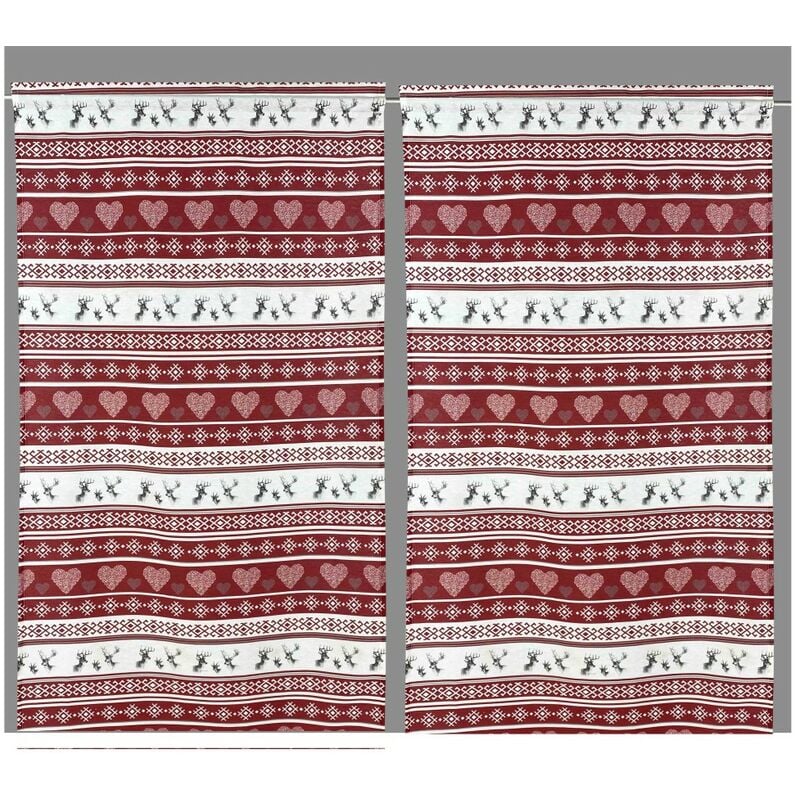 foto del prodotto tex family tendina vetro moderna larga 45 o 60 o 80 cervino rosso made in italy 1 telo cm. 60x150