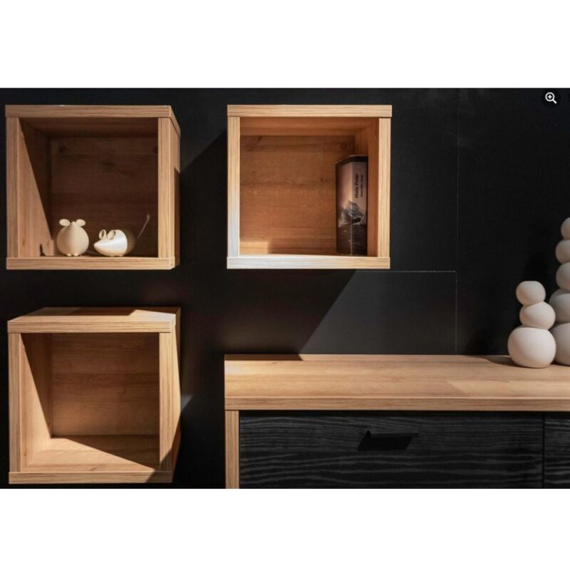 foto del prodotto set di tre pensili a cubo 35 cm rovere naturale sanremo