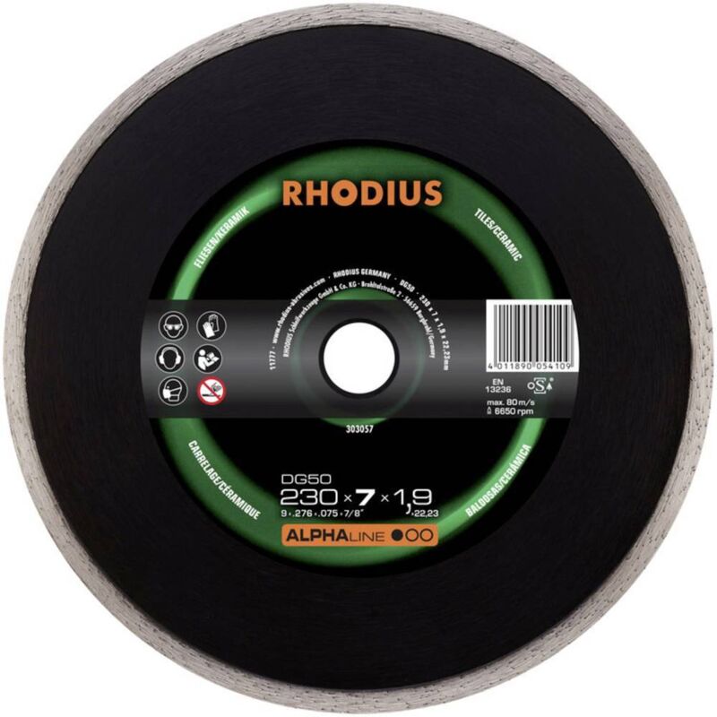 foto del prodotto 303054 dg50 disco diamantato diametro 125 mm foro 22.23 mm piastrelle, ceramica 1 pz. rhodius