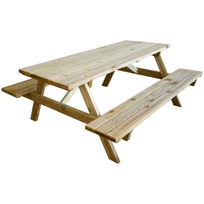 foto del prodotto tavolo con panche pic nic legno esterno giardino tavoli 180x160x70cm
