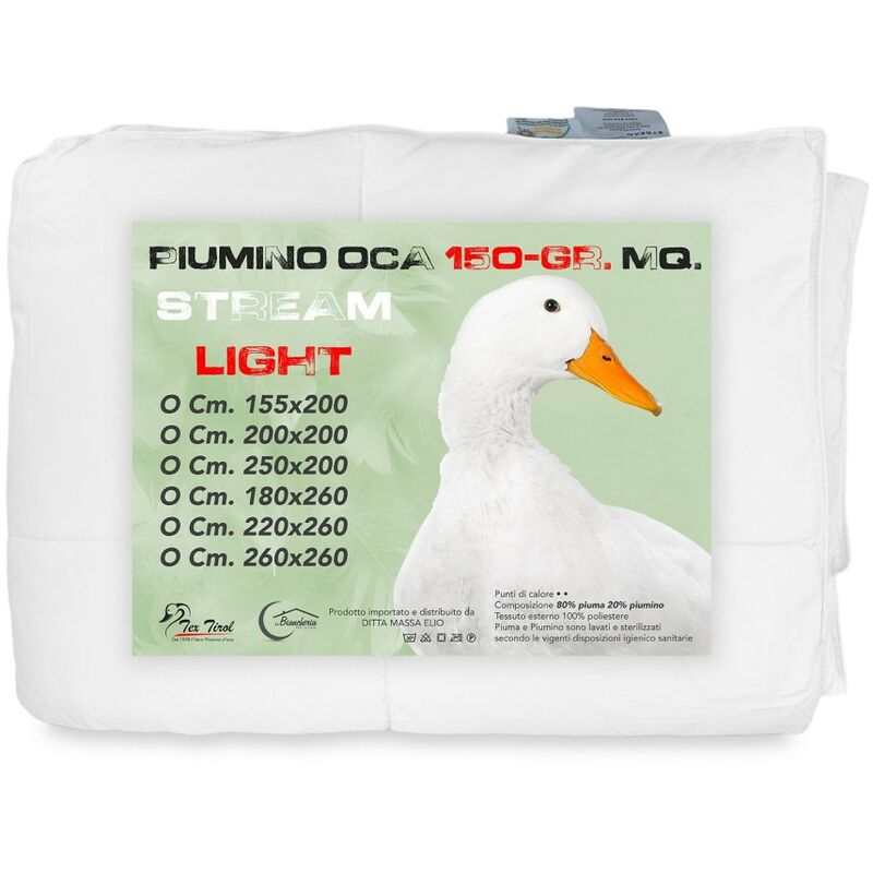foto del prodotto piumino oca stream estivo leggero 150 gr. 80 piuma oca 20 piumino oca bianco cm. 200x200