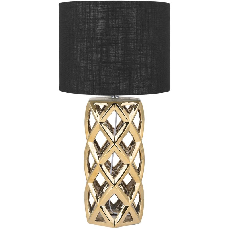 foto del prodotto beliani lampada da tavolo nero e oro abat jour ceramica 71 cm selja